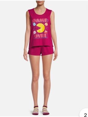 Pac-Man Women's 3-Piece Pajama Set - Berry with Yellow Pac-Man